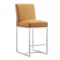 Manhattan Comfort CS003-CL Element 37.2 in. Camel and Polished Chrome Stainless Steel Counter Height Bar Stool